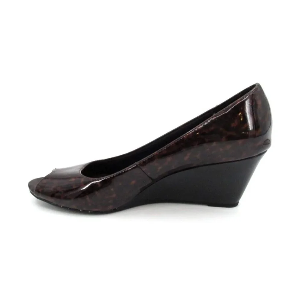 Comfort Plus by Predictions Wedge Heels Womens Sz 8 Animal Print Open Toe Pumps - Picture 11 of 15